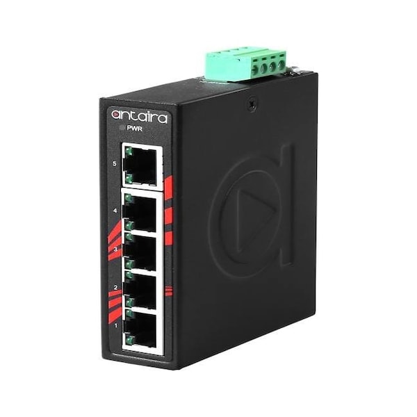 Compact 5-Port Industrial Unmangaed Ethernet Switch, w/5-10/100TX; EOT: -40 to 75C